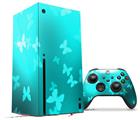 WraptorSkinz Skin Wrap compatible with the 2020 XBOX Series X Console and Controller Bokeh Butterflies Neon Teal (XBOX NOT INCLUDED)