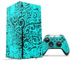 WraptorSkinz Skin Wrap compatible with the 2020 XBOX Series X Console and Controller Folder Doodles Neon Teal (XBOX NOT INCLUDED)