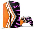 WraptorSkinz Skin Wrap compatible with the 2020 XBOX Series X Console and Controller Black Waves Orange Hot Pink (XBOX NOT INCLUDED)