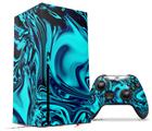 WraptorSkinz Skin Wrap compatible with the 2020 XBOX Series X Console and Controller Liquid Metal Chrome Neon Blue (XBOX NOT INCLUDED)