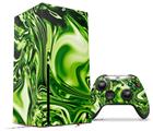 WraptorSkinz Skin Wrap compatible with the 2020 XBOX Series X Console and Controller Liquid Metal Chrome Neon Green (XBOX NOT INCLUDED)