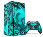 WraptorSkinz Skin Wrap compatible with the 2020 XBOX Series X Console and Controller Liquid Metal Chrome Neon Teal (XBOX NOT INCLUDED)