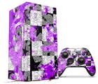 WraptorSkinz Skin Wrap compatible with the 2020 XBOX Series X Console and Controller Purple Checker Skull Splatter (XBOX NOT INCLUDED)