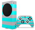 WraptorSkinz Skin Wrap compatible with the 2020 XBOX Series S Console and Controller Psycho Stripes Neon Teal and Gray (XBOX NOT INCLUDED)