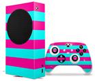 WraptorSkinz Skin Wrap compatible with the 2020 XBOX Series S Console and Controller Psycho Stripes Neon Teal and Hot Pink (XBOX NOT INCLUDED)