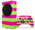 WraptorSkinz Skin Wrap compatible with the 2020 XBOX Series S Console and Controller Psycho Stripes Neon Green and Hot Pink (XBOX NOT INCLUDED)