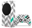WraptorSkinz Skin Wrap compatible with the 2020 XBOX Series S Console and Controller Chevrons Gray And Turquoise (XBOX NOT INCLUDED)