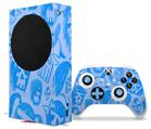 WraptorSkinz Skin Wrap compatible with the 2020 XBOX Series S Console and Controller Skull Sketches Blue (XBOX NOT INCLUDED)