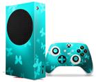 WraptorSkinz Skin Wrap compatible with the 2020 XBOX Series S Console and Controller Bokeh Butterflies Neon Teal (XBOX NOT INCLUDED)