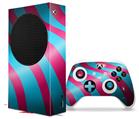 WraptorSkinz Skin Wrap compatible with the 2020 XBOX Series S Console and Controller Two Tone Waves Neon Teal Hot Pink (XBOX NOT INCLUDED)