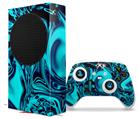 WraptorSkinz Skin Wrap compatible with the 2020 XBOX Series S Console and Controller Liquid Metal Chrome Neon Blue (XBOX NOT INCLUDED)