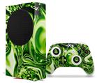 WraptorSkinz Skin Wrap compatible with the 2020 XBOX Series S Console and Controller Liquid Metal Chrome Neon Green (XBOX NOT INCLUDED)