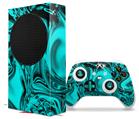 WraptorSkinz Skin Wrap compatible with the 2020 XBOX Series S Console and Controller Liquid Metal Chrome Neon Teal (XBOX NOT INCLUDED)