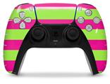WraptorSkinz Skin Wrap compatible with the Sony PS5 DualSense Controller Psycho Stripes Neon Green and Hot Pink (CONTROLLER NOT INCLUDED)