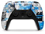 WraptorSkinz Skin Wrap compatible with the Sony PS5 DualSense Controller Checker Skull Splatter Blue (CONTROLLER NOT INCLUDED)