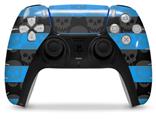 WraptorSkinz Skin Wrap compatible with the Sony PS5 DualSense Controller Skull Stripes Blue (CONTROLLER NOT INCLUDED)
