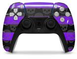 WraptorSkinz Skin Wrap compatible with the Sony PS5 DualSense Controller Skull Stripes Purple (CONTROLLER NOT INCLUDED)