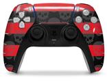 WraptorSkinz Skin Wrap compatible with the Sony PS5 DualSense Controller Skull Stripes Red (CONTROLLER NOT INCLUDED)