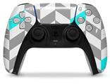 WraptorSkinz Skin Wrap compatible with the Sony PS5 DualSense Controller Chevrons Gray And Aqua (CONTROLLER NOT INCLUDED)