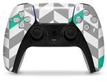 WraptorSkinz Skin Wrap compatible with the Sony PS5 DualSense Controller Chevrons Gray And Turquoise (CONTROLLER NOT INCLUDED)