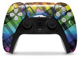 WraptorSkinz Skin Wrap compatible with the Sony PS5 DualSense Controller Rainbow Plaid Skull (CONTROLLER NOT INCLUDED)