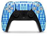 WraptorSkinz Skin Wrap compatible with the Sony PS5 DualSense Controller Skull And Crossbones Pattern Blue (CONTROLLER NOT INCLUDED)