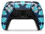 WraptorSkinz Skin Wrap compatible with the Sony PS5 DualSense Controller Abstract Floral Blue (CONTROLLER NOT INCLUDED)