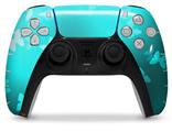 WraptorSkinz Skin Wrap compatible with the Sony PS5 DualSense Controller Bokeh Butterflies Neon Teal (CONTROLLER NOT INCLUDED)