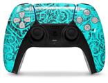 WraptorSkinz Skin Wrap compatible with the Sony PS5 DualSense Controller Folder Doodles Neon Teal (CONTROLLER NOT INCLUDED)