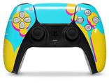 WraptorSkinz Skin Wrap compatible with the Sony PS5 DualSense Controller Drip Yellow Teal Pink (CONTROLLER NOT INCLUDED)