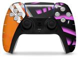 WraptorSkinz Skin Wrap compatible with the Sony PS5 DualSense Controller Black Waves Orange Hot Pink (CONTROLLER NOT INCLUDED)