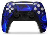 WraptorSkinz Skin Wrap compatible with the Sony PS5 DualSense Controller Liquid Metal Chrome Royal Blue (CONTROLLER NOT INCLUDED)
