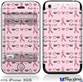 iPhone 3GS Skin - Fight Like A Girl Breast Cancer Ribbons and Hearts