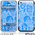 iPhone 3GS Skin - Skull Sketches Blue
