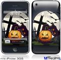 iPhone 3GS Skin - Halloween Jack O Lantern and Cemetery Kitty Cat