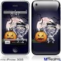 iPhone 3GS Skin - Halloween Jack O Lantern Pumpkin Bats and Zombie Mummy