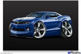 Poster 36"x24" - 2010 Camaro RS Blue on Black