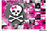 Poster 36"x24" - Girly Pink Bow Skull