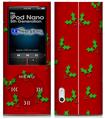 iPod Nano 5G Skin - Holly Leaves on Red