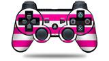 Sony PS3 Controller Decal Style Skin - Psycho Stripes Hot Pink and White (CONTROLLER NOT INCLUDED)