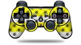 Sony PS3 Controller Decal Style Skin - Kearas Daisies Stripe Yellow (CONTROLLER NOT INCLUDED)