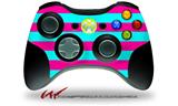 XBOX 360 Wireless Controller Decal Style Skin - Psycho Stripes Neon Teal and Hot Pink (CONTROLLER NOT INCLUDED)
