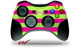 XBOX 360 Wireless Controller Decal Style Skin - Psycho Stripes Neon Green and Hot Pink (CONTROLLER NOT INCLUDED)