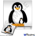 Decal Skin compatible with Sony PS3 Slim Penguins on White