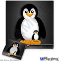 Decal Skin compatible with Sony PS3 Slim Penguins on Black