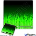 Decal Skin compatible with Sony PS3 Slim Fire Flames Green