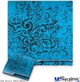 Decal Skin compatible with Sony PS3 Slim Folder Doodles Blue Medium