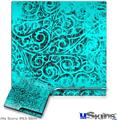 Decal Skin compatible with Sony PS3 Slim Folder Doodles Neon Teal