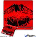 Decal Skin compatible with Sony PS3 Slim Big Kiss Black on Red