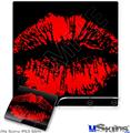 Decal Skin compatible with Sony PS3 Slim Big Kiss Red on Black